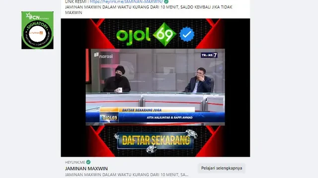 Cek Fakta: Tidak Benar Dalam Video Ini Atta Halilintar dan Raffi Ahmad ungkap situs gim on...