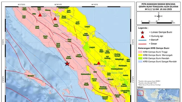Patahan Mendatar di Balik Gempa M5,1 di Tenggara Kabupaten Aceh Selatan