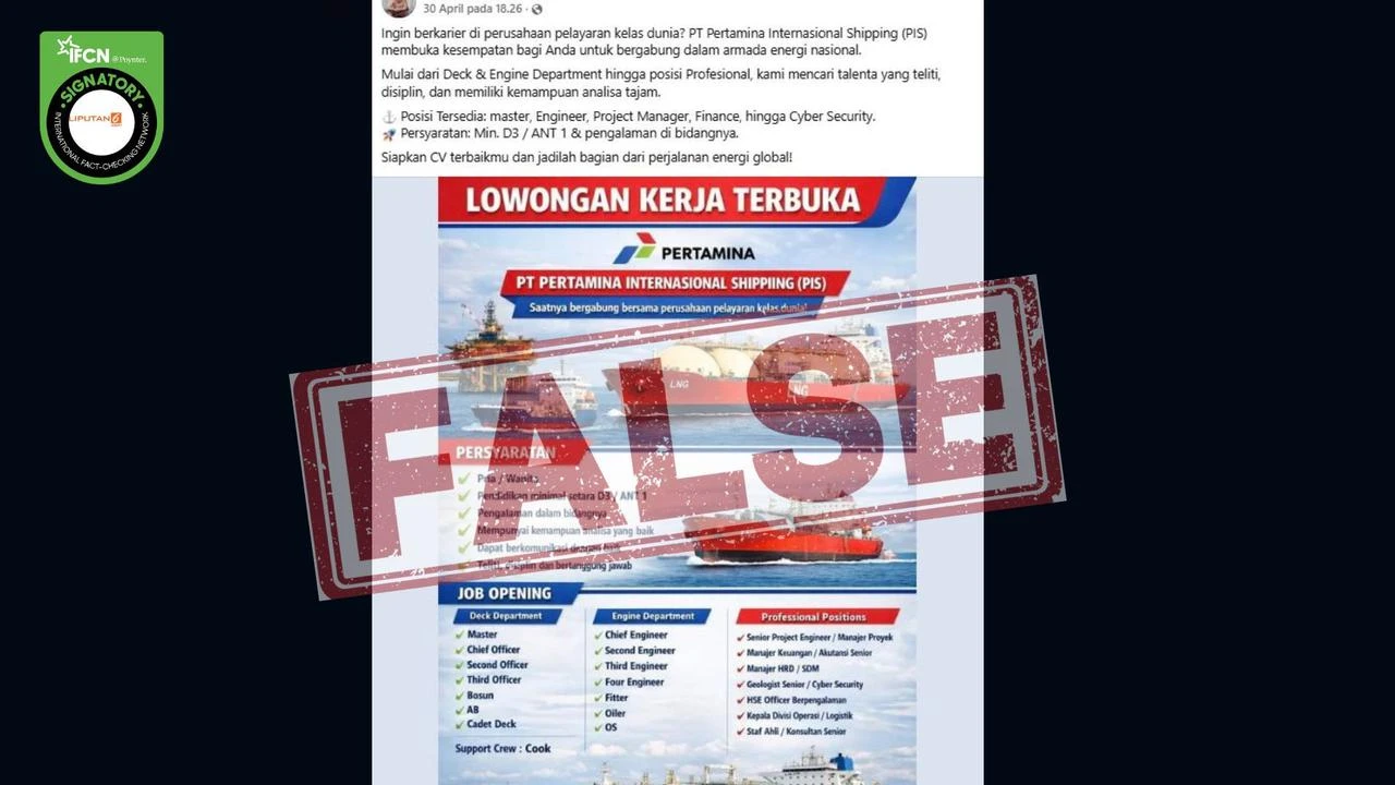 Kumpulan Hoaks Lowongan Kerja Pertamina Grup, Simak Faktanya