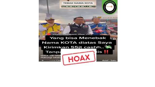 Cek Fakta: Hoaks Ridwan Kamil Bagikan Uang Rp 55 Juta Hanya Dengan Tebak Nama Kota di Face...