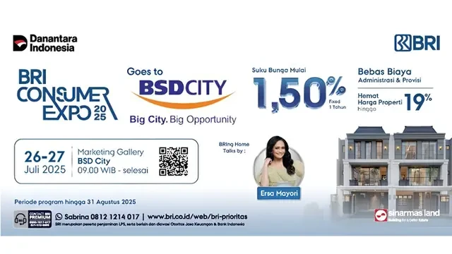 Nikmati Diskon Rumah hingga 19% dan Bunga KPR Super Ringan Hanya di Expo BRI BSD 2025