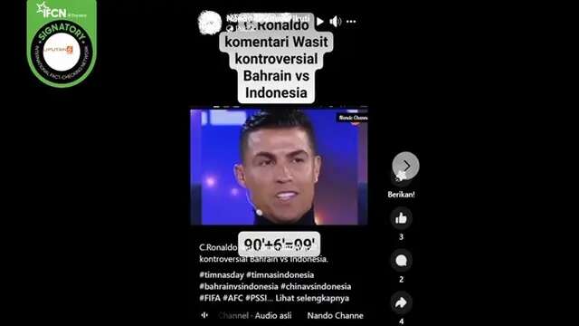 Cek Fakta: Tidak Benar Video Cristiano Ronaldo Singgung Kepemimpinan Wasit Bahrain Vs Indo...