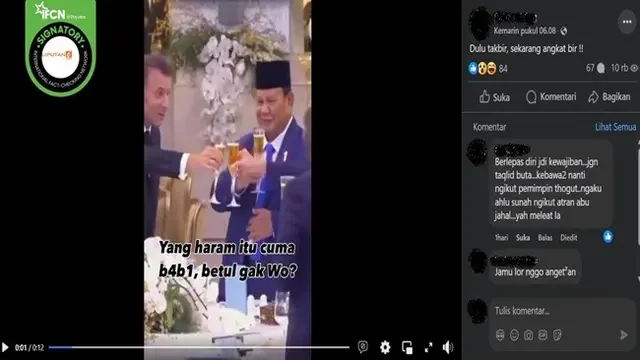 Cek Fakta: Klarifikasi Istana soal Prabowo Minum Bir Saat Menjamu Macron di Istana