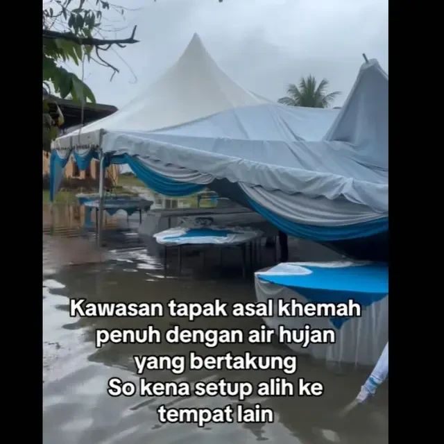 Pengantin di Malaysia Viral karena Tenda Patah H-1 Resepsi Pernikahan Akibat Banjir