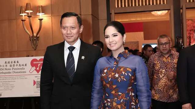 6 Potret Annisa Pohan Temani AHY Hadiri Resepsi Ultah Kaisar Jepang Naruhito, Gaun Batikny...