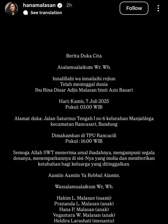 Foto Kenangan Hana Malasan dan Ibunda, Penuh Momen Hangat