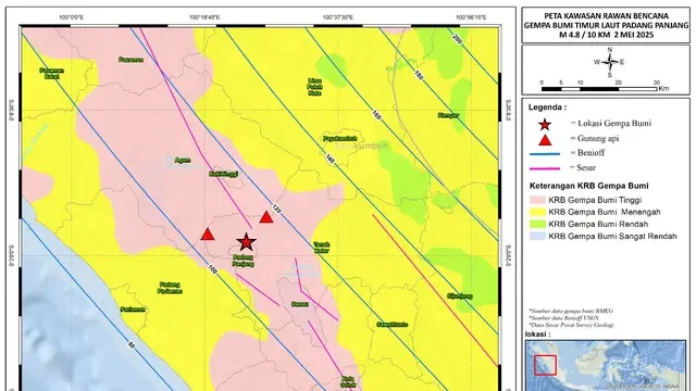 Gempa Bumi M4,8 Guncang Padang Panjang Sumbar, Badan Geologi Sebut Akibar Aktivitas Sesar ...