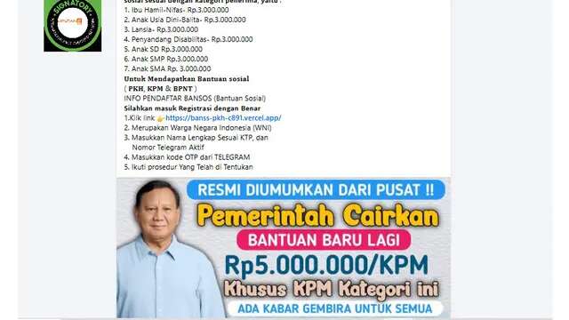 Hoaks Terkini Seputar Pemberian Bantuan, dari Pelunasan Utang sampai untuk Ibu Hamil