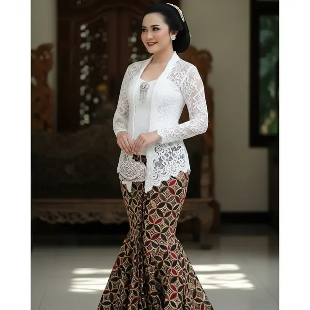 9 Pesona Kebaya Batik Kawung Kombinasi Brokat Terbaru, Tampil Anggun dan Menawan di 2025