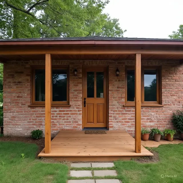 8 Desain Rumah Sederhana Bahan Bata dengan Teras Kayu, Solusi Hunian Idaman di 2025