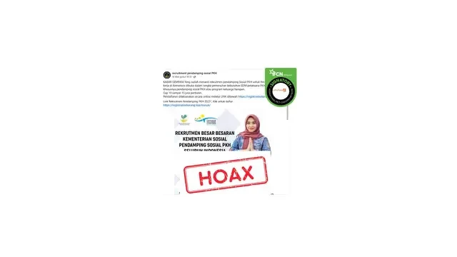 Cek Fakta: Hoaks Tautan Pendaftaran Pendamping Sosial PKH dari Kemensos