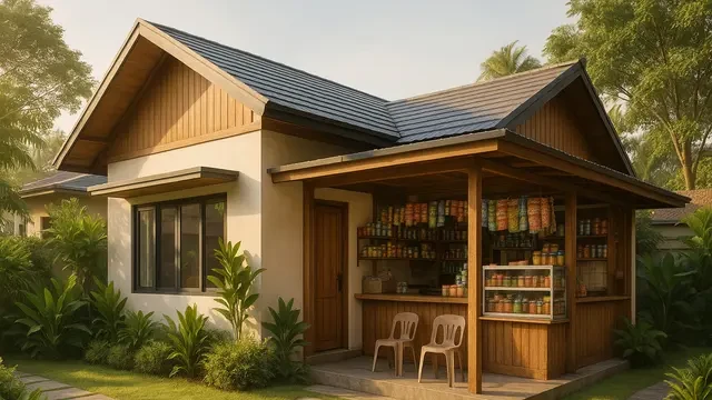 7 Desain Rumah L-Shape dengan Warung di Teras Samping