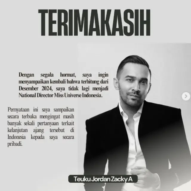 Teuku Zacky Umumkan Mundur dari Miss Universe Indonesia, Singgung soal Otoritas