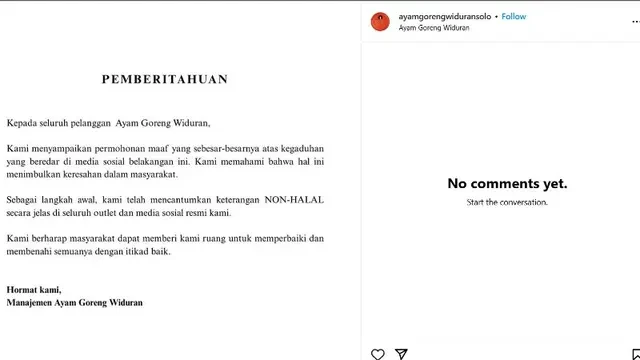 Viral Usai Mengaku Non-Halal Setelah 52 Tahun, Ayam Goreng Widuran Solo Bikin Permintaan M...