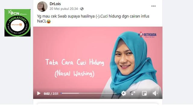 Cek Fakta: Video Bersihkan Hidung dengan Cairan Infus Ini Bukan untuk Hasil Swab Tes Negat...