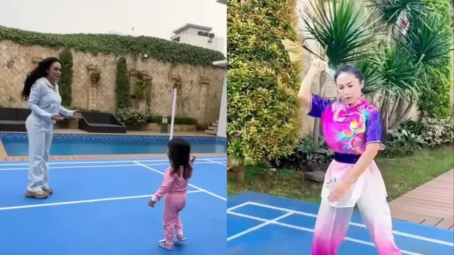 6 Potret Taman Rumah Kris Dayanti, Jadi Spot Favorit saat Olahraga Wushu