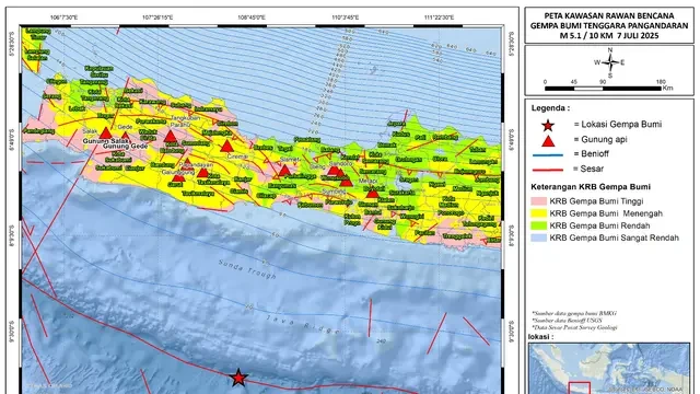 Analisa Badan Geologi soal Gempa Magnitudo 5,1 yang Guncang Laut Pangandaran