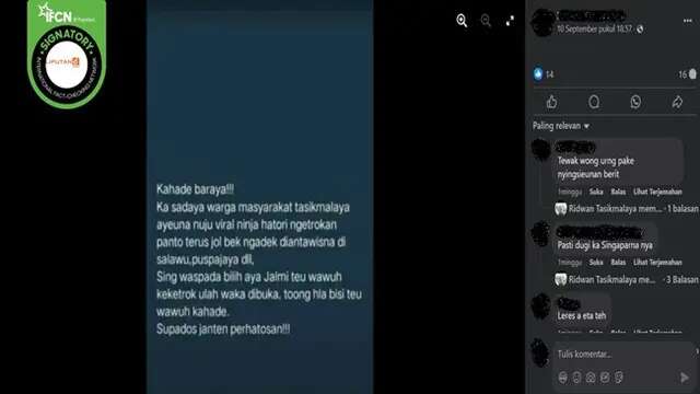 Cek Fakta: Hoaks Teror Ninja di Tasikmalaya