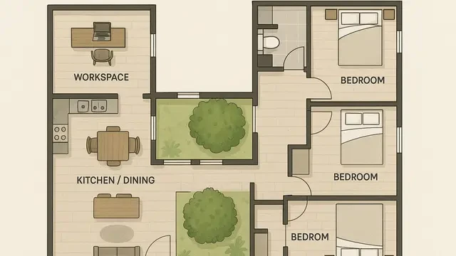 7 Denah Rumah 3 Kamar Ukuran 7x12 Leter L, Inspirasi Hunian Minimalis di 2025