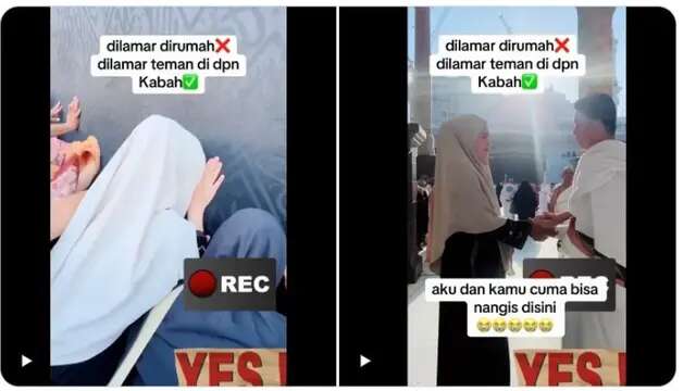 Wanita Dilamar Teman Prianya di Depan Kakbah Saat Umrah Malah Ramai Dihujat