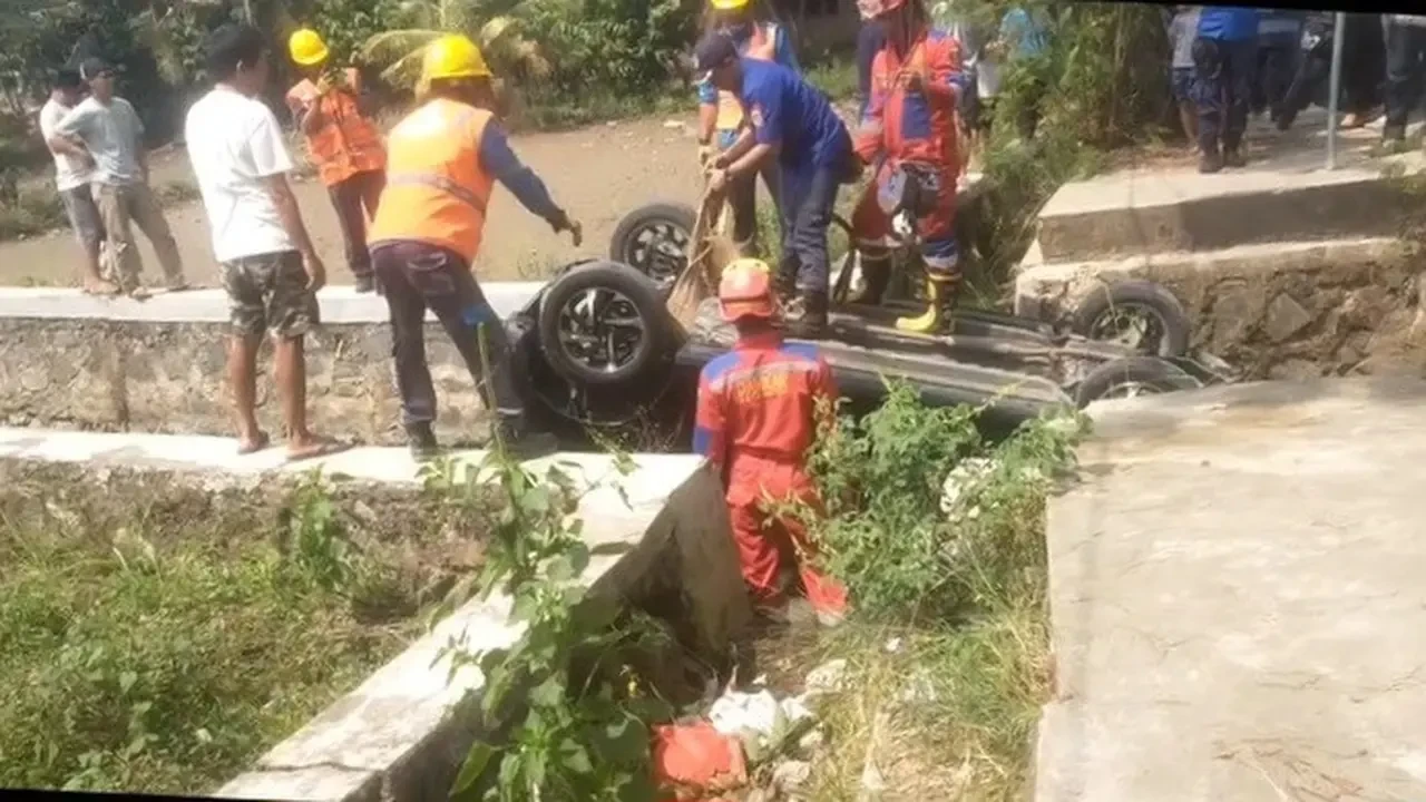 Gara-gara Kucing, Ayla Terbalik di Saluran Irigasi