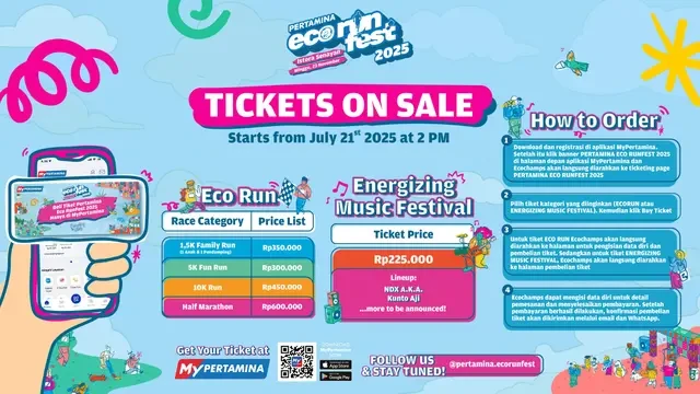 Penjualan Tiket Pertamina Eco RunFest 2025 Dibuka 21 Juli 2025, Cek Cara Beli dan Daftar H...