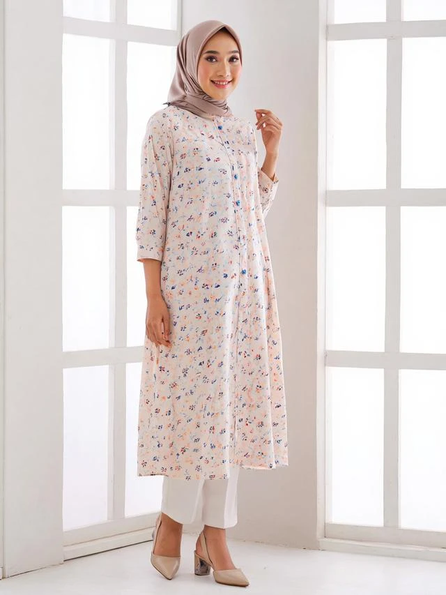 8 Model Midi Dress Muslim Kombinasi Linen Nyaman untuk Sehari-hari, Jadi Favorit Masa Kini
