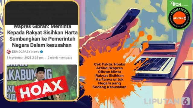 Cek Fakta: Hoaks Artikel Wapres Gibran Minta Rakyat Sisihkan Hartanya untuk Pemerintah kar...