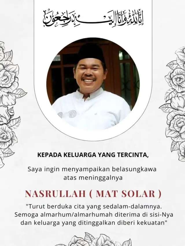 Mat Solar Meninggal Dunia di Usia 62, Usai Bertahun-tahun Berjuang Lawan Stroke