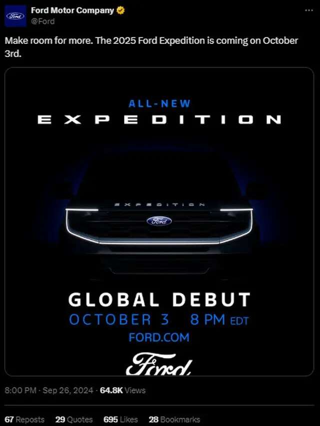 Ford Expedition 2025 Siap Debut pada Awal Oktober