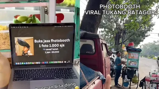 Viral Tukang Batagor Pakai Macbook untuk Jasa Photobooth, Bayar Hanya Rp1.000
