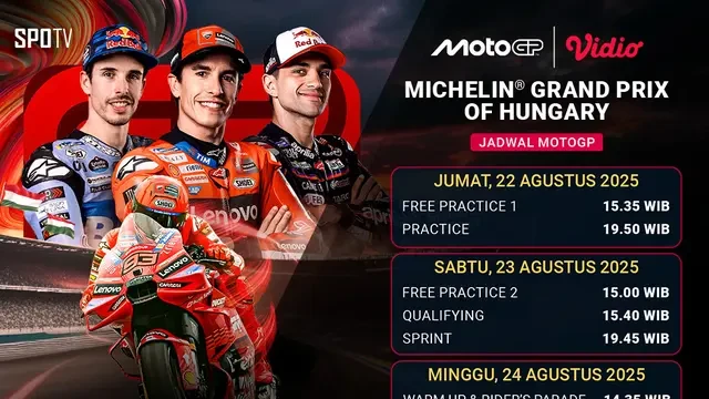 Jadwal dan Link Live Streaming MotoGP Hungaria 2025, Jumat 22 Agustus di Vidio: Debut Bala...
