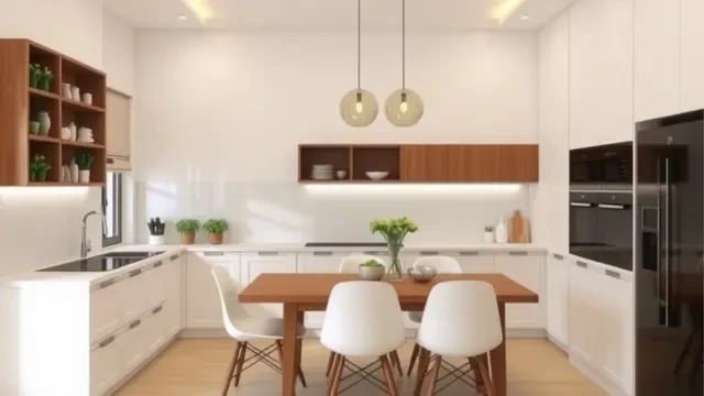 Dekorasi Ruang Makan Sempit: Sentuhan Rak Dinding Tanaman dan Lampu Gantung untuk Kesan Lu...