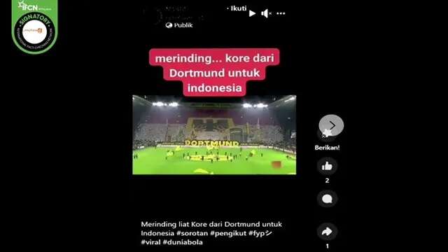 Cek Fakta: Tidak Benar dalam Video Ini Koreo Suporter Borussia Dortmund untuk Indonesia