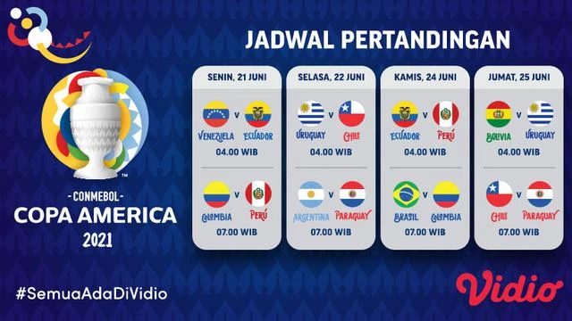 Saksikan, Jadwal dan Live Streaming Copa America 2021 Pekan Ini di Vidio