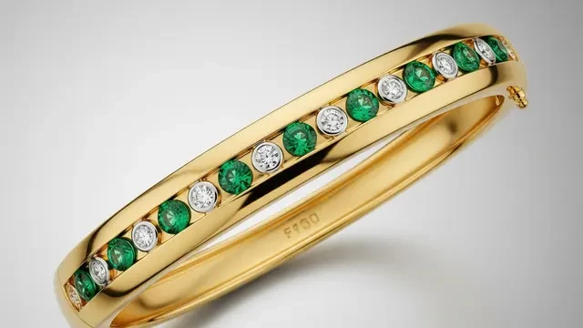 8 Rekomendasi Gelang Emas Bangle Polos Kombinasi Batu Permata Tampak Mewah