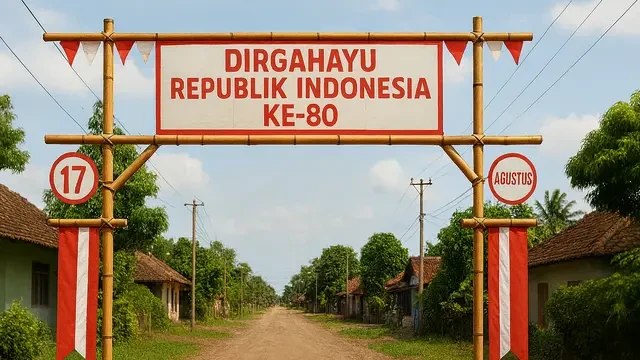 8 Gambar Gapura 17 Agustus dari Bambu Simple, Rekomendasi Dekorasi Kampung yang Estetik