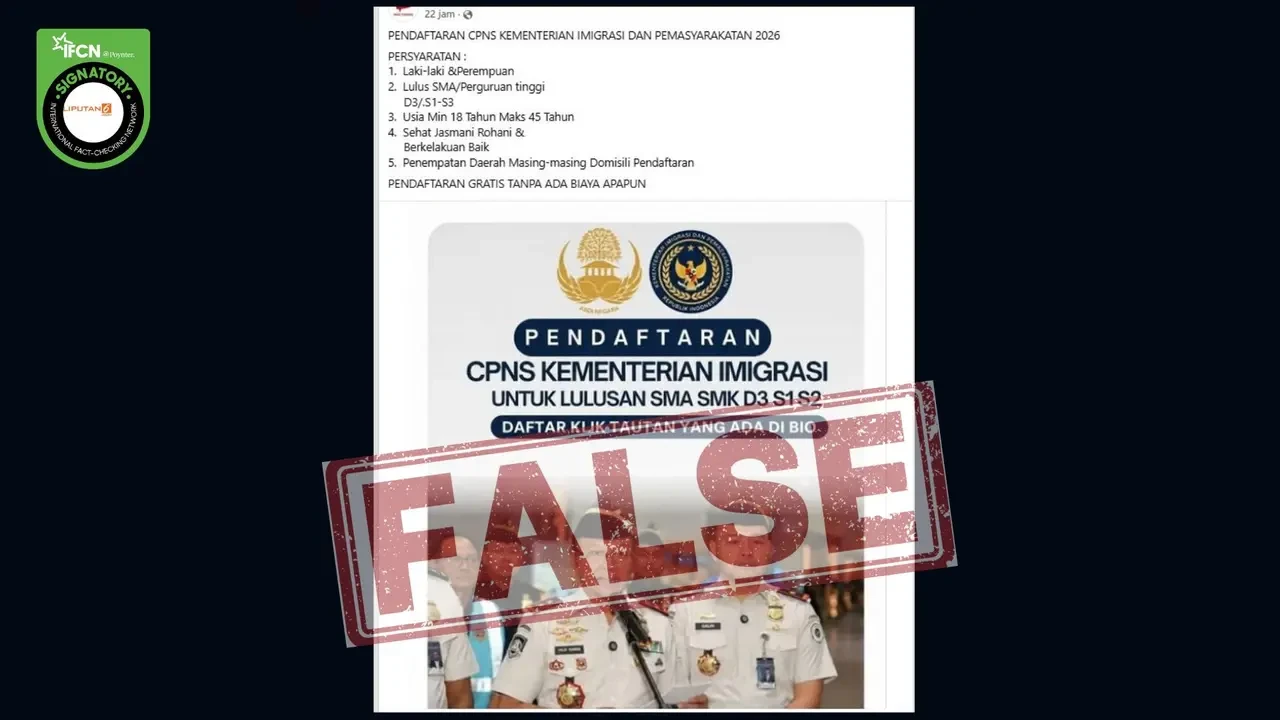 Cek Fakta: Tidak Benar Ini Link Pendaftaran CPNS Kementerian Imigrasi untuk Lulusan SMA sa...