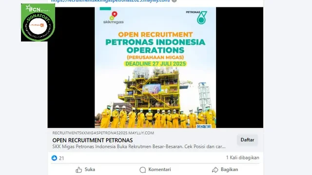 Cek Fakta: Tidak Benar Link Ini Pendaftaran Rekrutmen SKK Migas dan Pertonas Indonesia