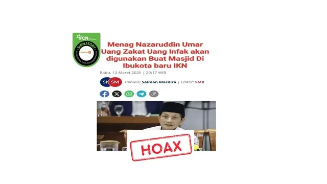 Cek Fakta: Hoaks Artikel Menag Nasaruddin Umar Klaim Uang Zakat dan Infak untuk Masjid di ...