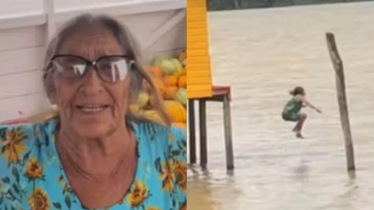 Idosa de 81 anos surpreende com saltos ousados em rio