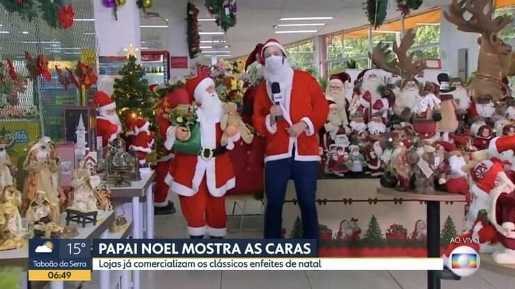 Vestido de Papai Noel, repórter da Globo dança ao vivo e encanta público