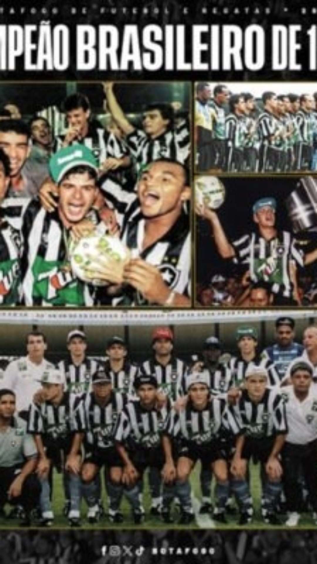 Botafogo celebra 28 anos do título brasileiro, e post vira alvo de críticas da torcida