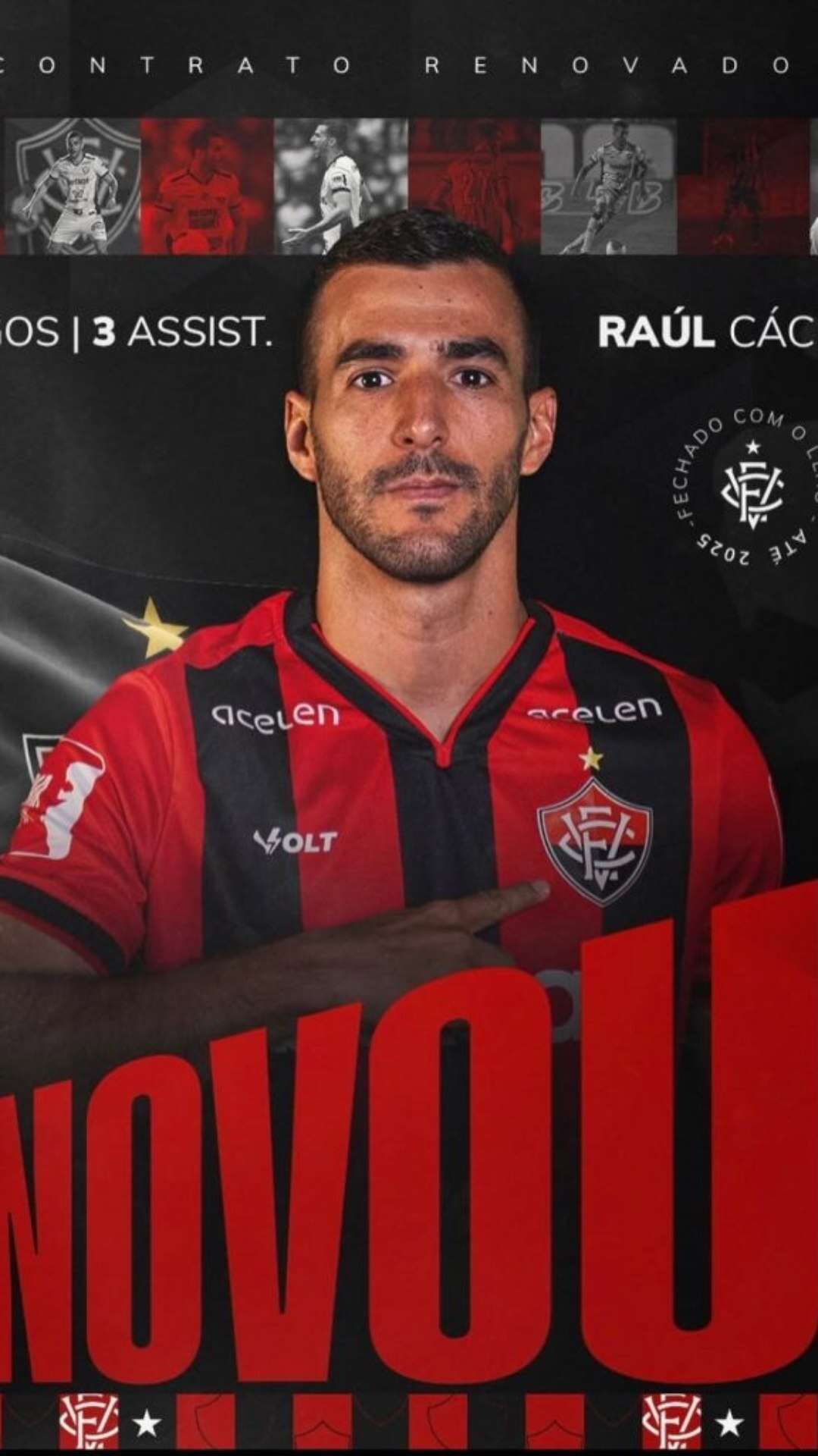 Vitória anuncia renovação com o lateral-direito Raul Cáceres