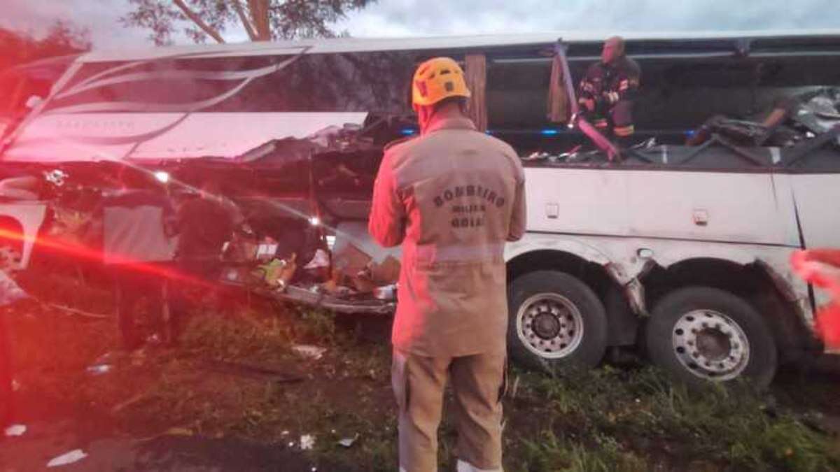 Acidente entre caminhão e ônibus deixa um morto em Goiás