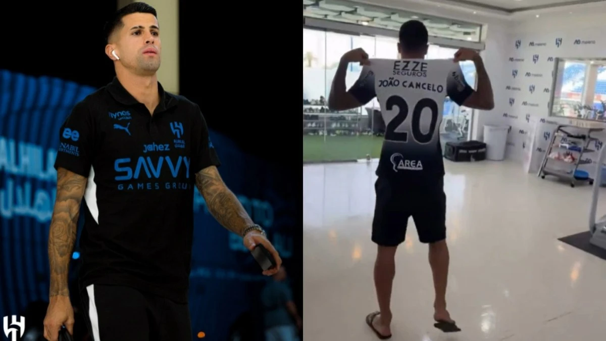 Cancelo gera polêmica com camisa do Corinthians no CT do Al-Hilal