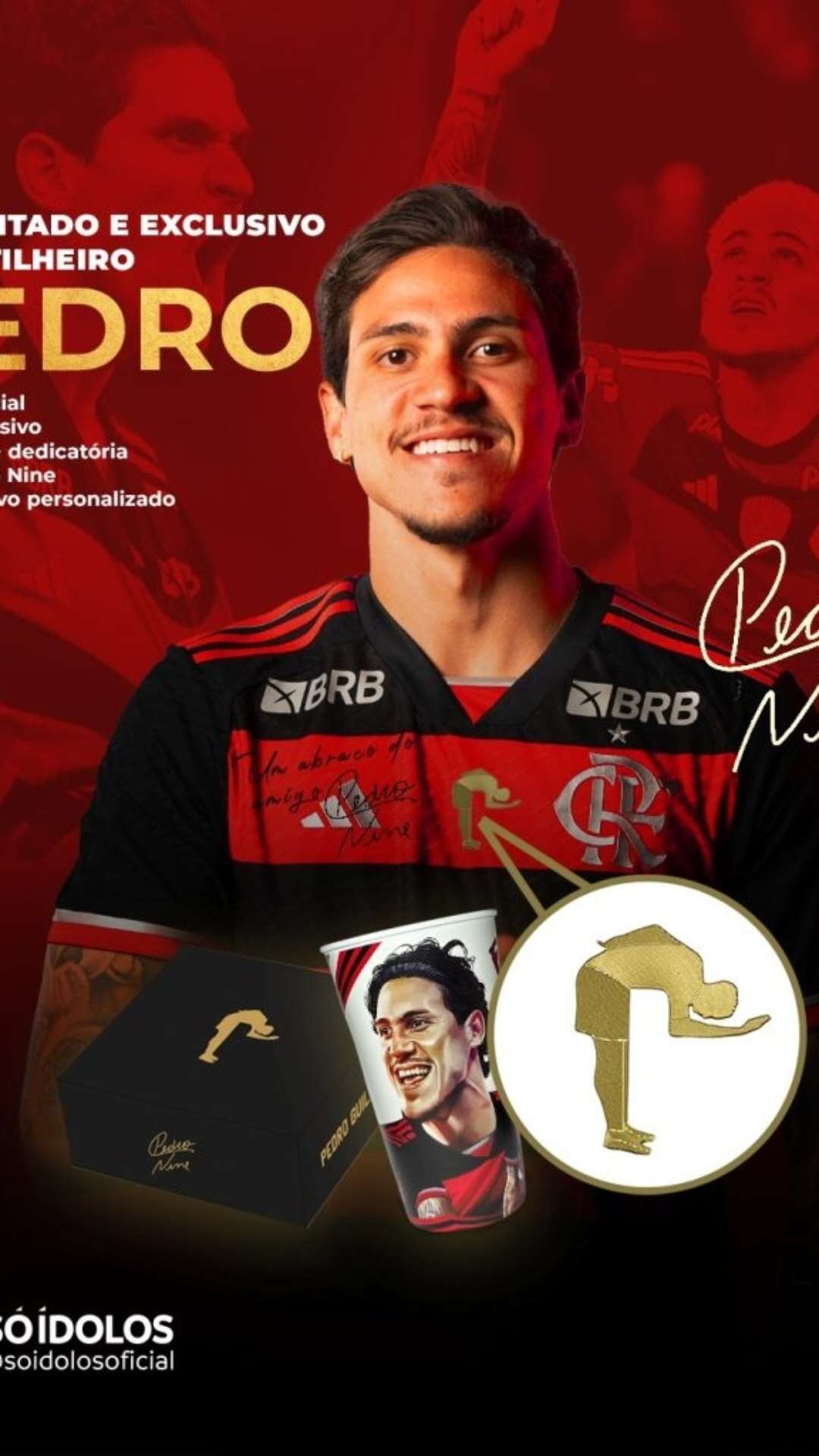 Pedro, do Flamengo, recebe kit exclusivo em loja de Licenciamento de produtos