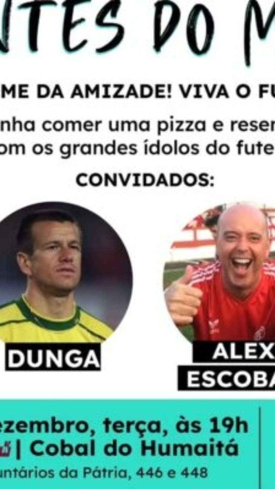 Dunga e Alex Escobar se reencontram em evento no Rio após ‘treta’ histórica