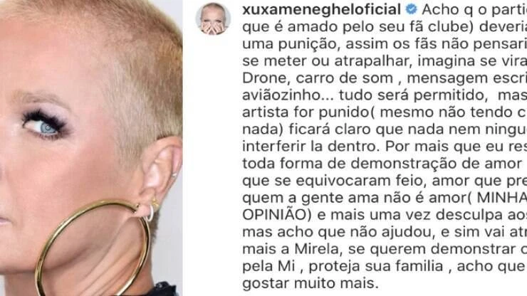 Xuxa se pronuncia sobre carro de som em 