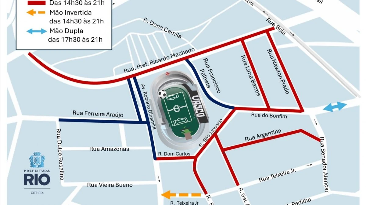 Veja como fica o trânsito no Rio por conta de Vasco e Juventude